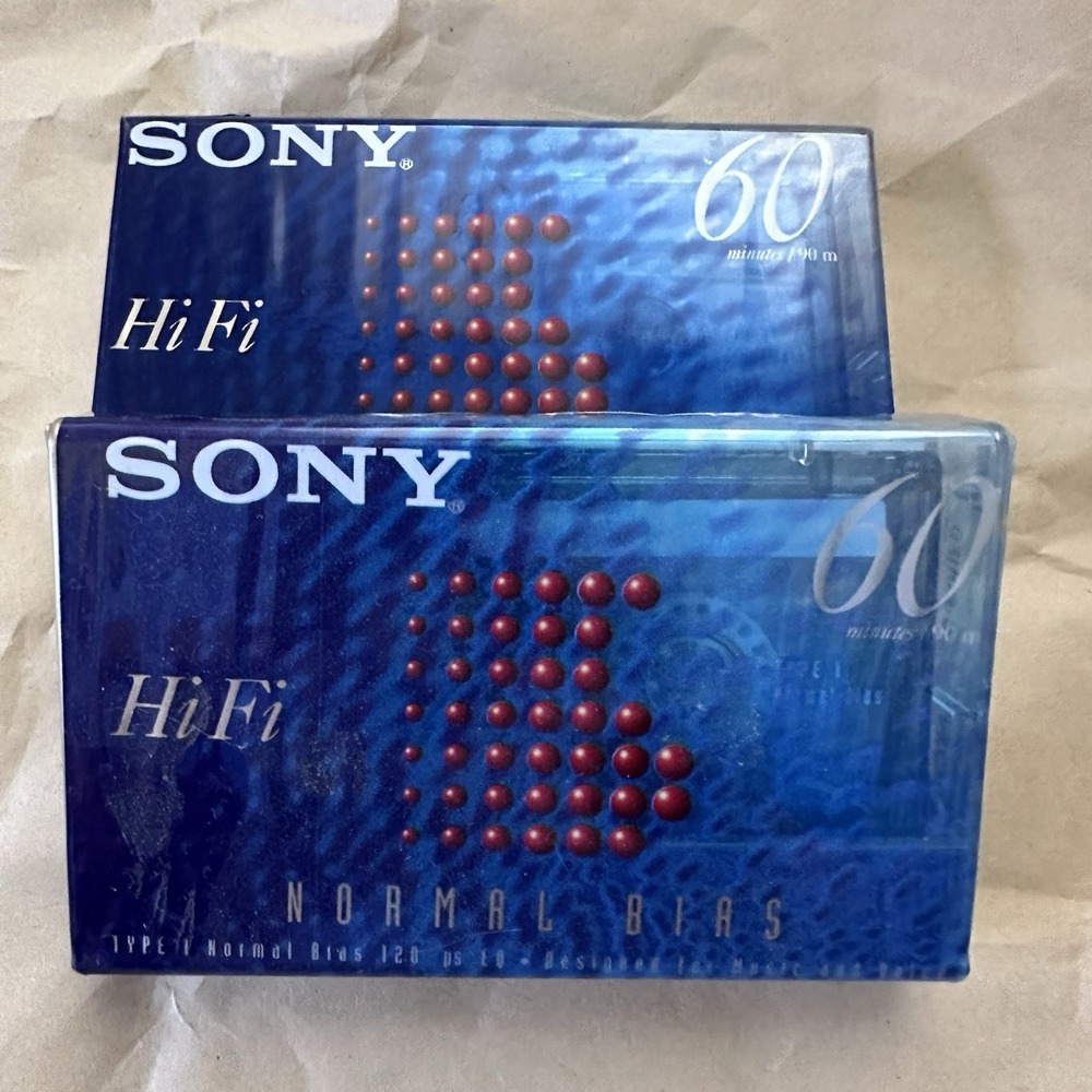2 Sony Hi-Fi Type 1 60 Mins Cassette Tapes Sealed